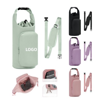 Insulated Water Bottle Carrier Bag With Phone Pocket