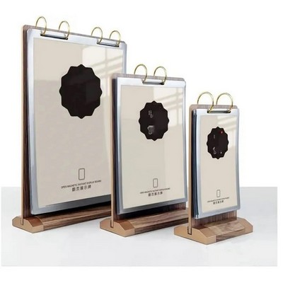 A4/A5/A6 T-shape Flip Wood Table Display Menu Holder