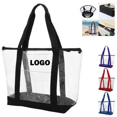 Clear Stadium Approved Waterproof Zippered Tote Bag