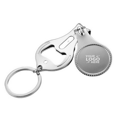 Multi-Function Keychain Bottle Opener with Nail Clippers
