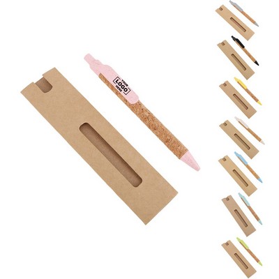 Wheat Straw Pen with Kraft Paper Gift Bag