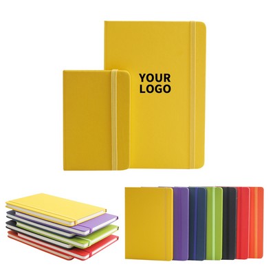 A6 Hardcover Pocket Notebook 80 Lined Page with Elastic Closure Bookmark