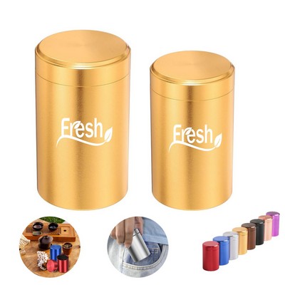Multipurpose Mini Smell Proof Alloy Tin with Lid Round Airtight Container Tea Canister