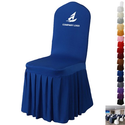 Elastic Pleated Skirt Full Cover Chair Slipcover