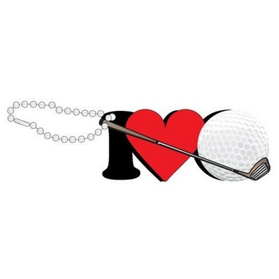 I Love Golf Promotional Key Chain w/ Black Back (2 Square Inch)