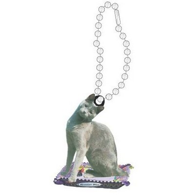 Russian Blue Cat Promotional Key Chain w/ Black Back (6 Square Inch)
