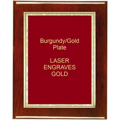 Rosewood 9" x 12" Piano Finish Plaque - With 7" x 10" Red/Gold Florentine Plate