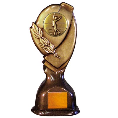 Stock Classic 10" Trophy with 2" Skating Female Coin and Engraving Plate