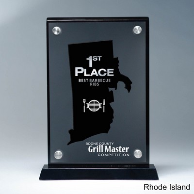 Frosted Lucite RI State Cutout on Risers Award