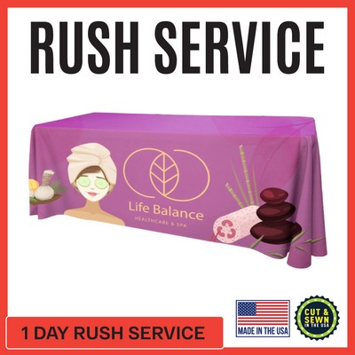 Premium | (One Day RUSH SERVICE) 6' x 30"T x 29"H Hemmed Standard Table Throw - Made in the USA