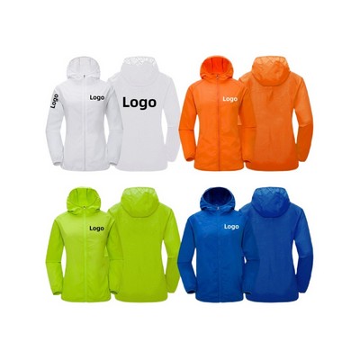 Unisex Packable Outdoor Waterproof Hooded Lightweight Sports Raincoat