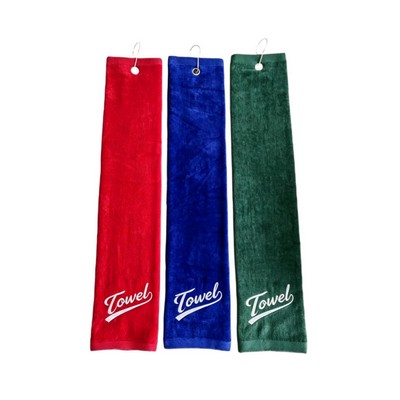 Embroidered Trifolded 480GSM Premium Velour Golf Towel
