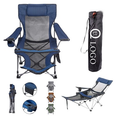 Folding Mesh Recliner Chair w/ Footrest