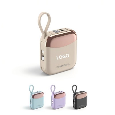 10,000mAh Mini Fast Charge Power Bank with Lanyard Cable