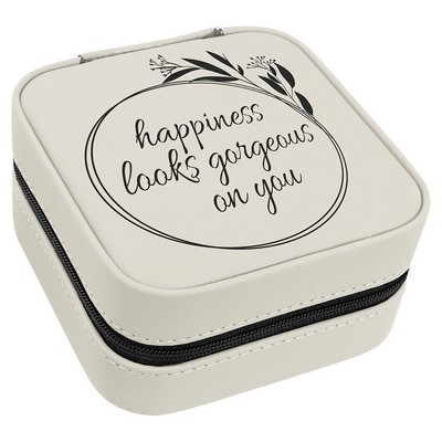 Leatherette Travel Jewelry Box with Black Lining