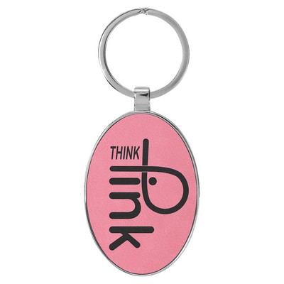 Leatherette/Metal Oval Keychain