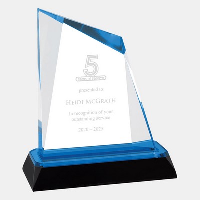 Acrylic Blue Peak Diamond Award with Base (S)