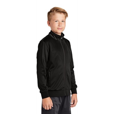 Sport-Tek® Youth Tricot Sleeve Stripe Track Jacket