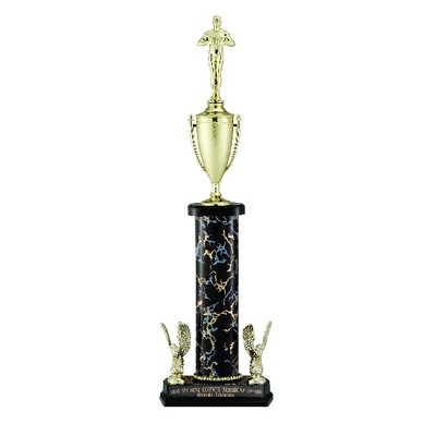 One Column Trophy with Cup and Trims
