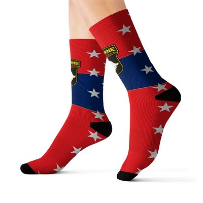 360 Degree Full Color Premium Mid-Calf Crew Socks with Black Toes and Heel