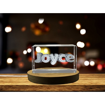 Joyce Personalized 3D Engraved Crystal Trophy Award w/LED Base Light