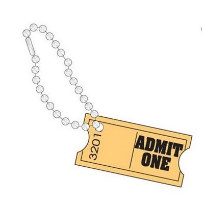 Admit One Ticket Promotional Line Key Chain w/ Black Back (3 Square Inch)