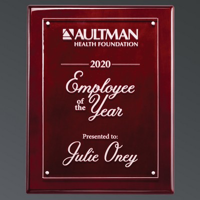 Rosewood Piano Finish Rectangle, Clear Acrylic Plate w/Corner Magnets, Small (7"x9")
