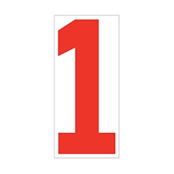Red On White Number 1 Vinyl Sticker