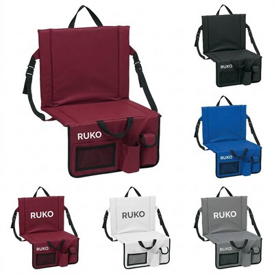 Foldable Stadium Cushion Seat with Storage Pockets