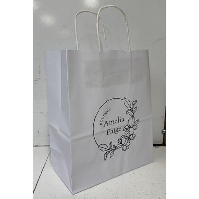 White Kraft Printed Paper Shopping Bags