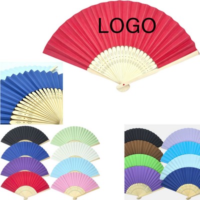 Wooden Folding Fan With Durable Fabric Panel