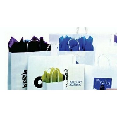 Short Run White Kraft Paper Shopping Bag (18"x7"x19")