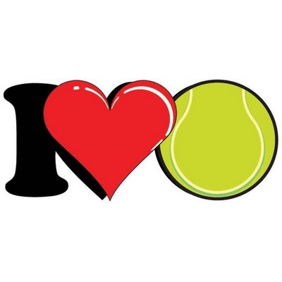 I Love Tennis Magnet w/ Full Magnetic Back (3 Square Inch)