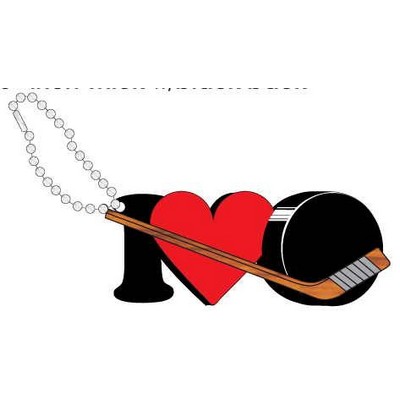 I Love Hockey Promotional Key Chain w/ Black Back (2 Square Inch)