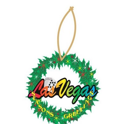 Las Vegas w/ Royal Flush on Wreath Ornament w/ Black Back (12 Square Inch)