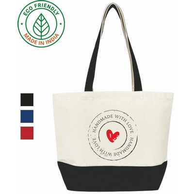 Everyday 12 oz Canvas Tote Bag | Reusable Gusseted Grocery Beach Black (19x14x6)
