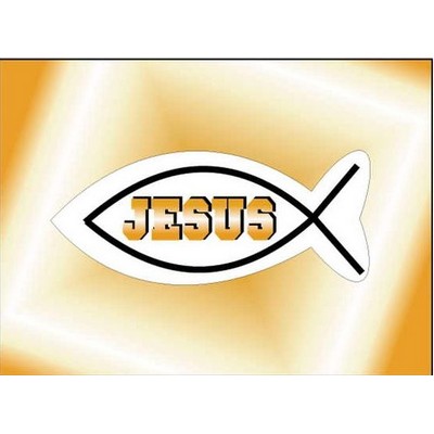Jesus Fish Rectangle Badge w/ Bar Pin (2 1/2"x3 1/2")