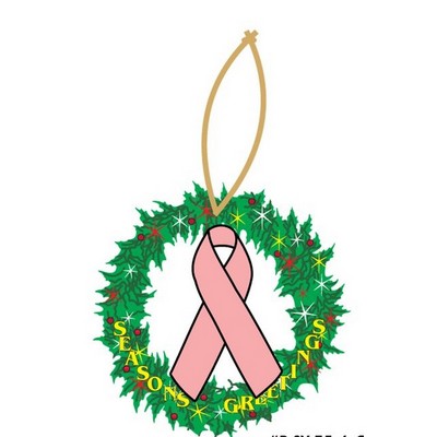 Awareness Ribbon Promotional Wreath Ornament w/ Black Back (2 Square Inch)