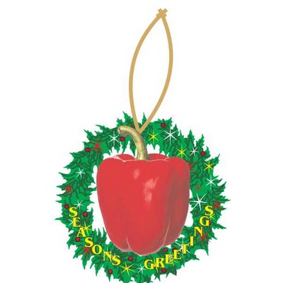 Bell Pepper Executive Wreath Ornament w/ Mirrored Back (3 Square Inch)