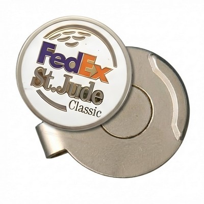 Economy Hat Clips Pearl Nickel w/ 3/4" Enamel Ballmarker