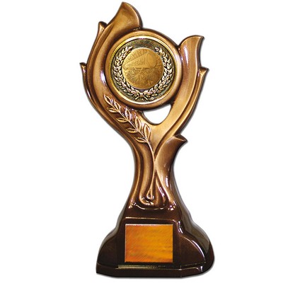 Stock 15" Victory Trophy- 2" Cheerleading Coin With Engraving Plate