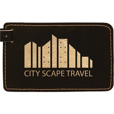 Luggage ID Tag – Black/Gold, Leatherette