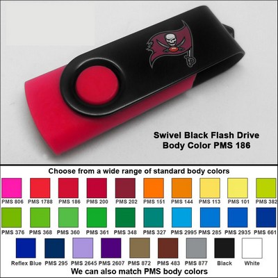 Swivel Black Flash Drive - 4 GB Memory - Body PMS 186