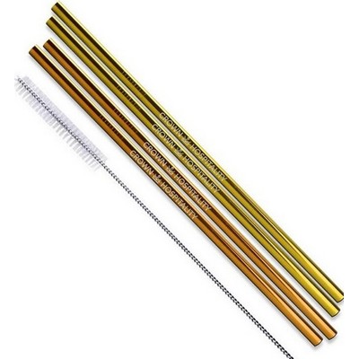 4 Piece Straight Custom Reusable Stainless Steel Straw Set