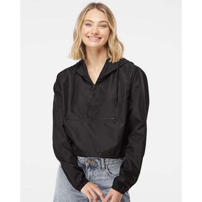 Independent Trading Co.® Women's Lightweight Quarter-Zip Pullover Crop Windbreaker Jacket