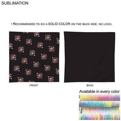 Colored Sublimated Bandana, Sublimated Edge to Edge 2 Sides (22"x22")