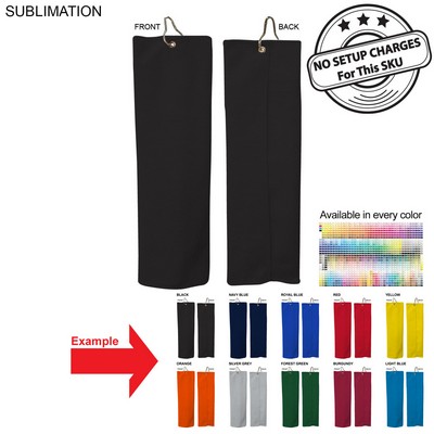 Colored Microfiber Dri-Lite Terry Golf Towel, Finished, Trifold Grommet & Hook (5"x18")