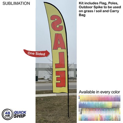 48 Hr Quick Ship - 15' Large Feather Flag Kit, Full Color Graphics One Side, Spike and Bag Included.