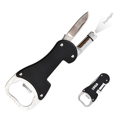 2-in-1 Tactical Bottle Opener with Ultra-Bright LED Flashlight Aluminum Keychain Tool