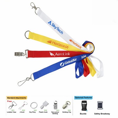 3/4" Polyester Screen Printed Lanyard